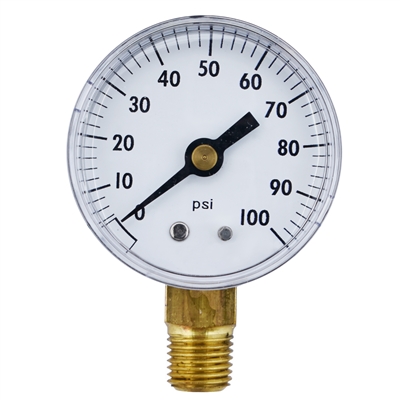 CARBO Instruments 4 Gas Test Pressure Gauge 15 Pound, 15 PSI / 30 in of Mercury, 3/4 FNPT Con